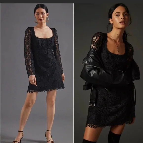 anthropologie black embroidered dress Anthropologie Black Embroidered Racerback Dress By Akemi + Kin- Size S main image 1